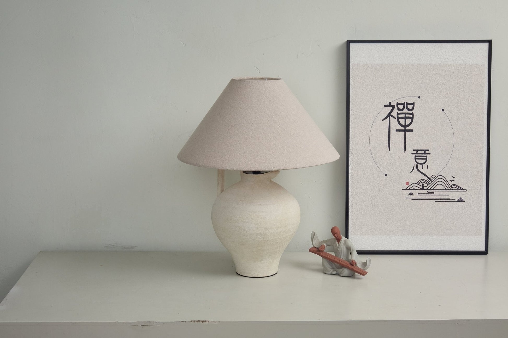 Ceramic Pitcher Shaped Table Lamp-Neutral Decor