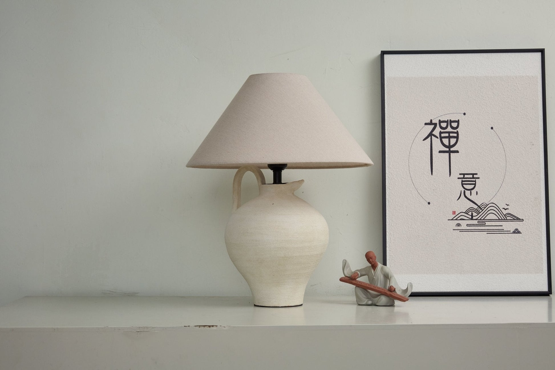 Ceramic Pitcher Shaped Table Lamp-Neutral Decor