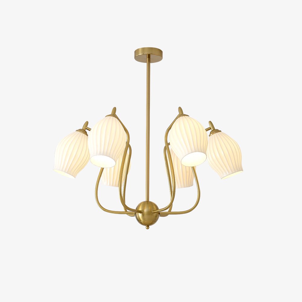 Pravin Chandelier Ceramic Ribbed Sculptural Glass Elegant-Neutral Decor