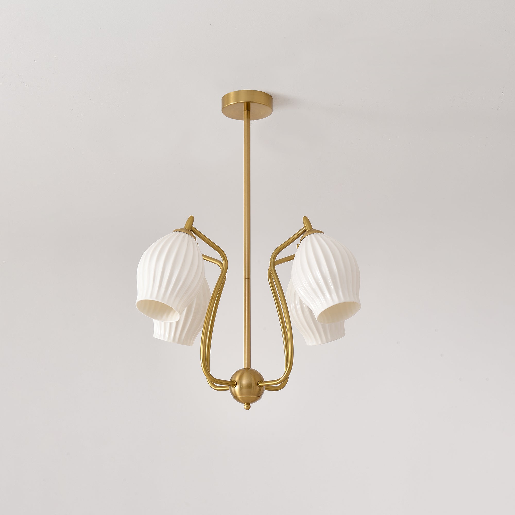 Pravin Chandelier Ceramic Ribbed Sculptural Glass Elegant-Neutral Decor
