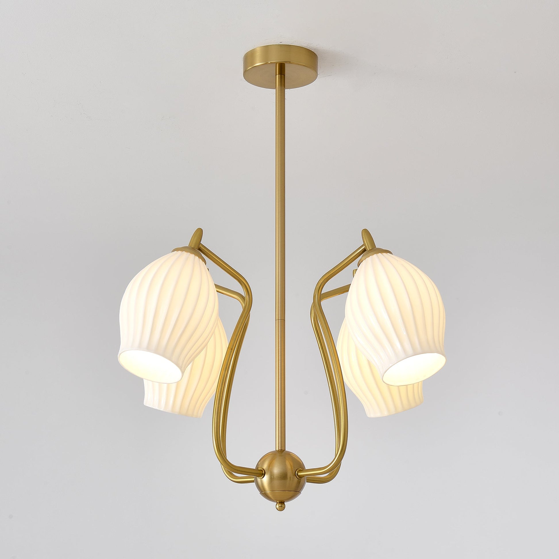 Pravin Chandelier Ceramic Ribbed Sculptural Glass Elegant-Neutral Decor