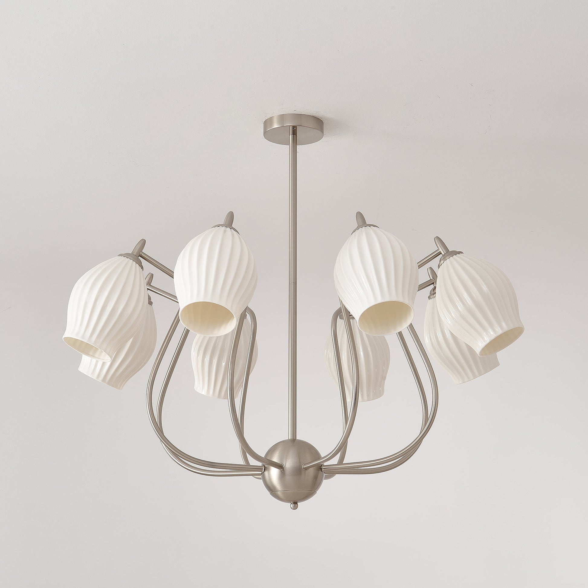 Pravin Chandelier Ceramic Ribbed Sculptural Glass Elegant-Neutral Decor