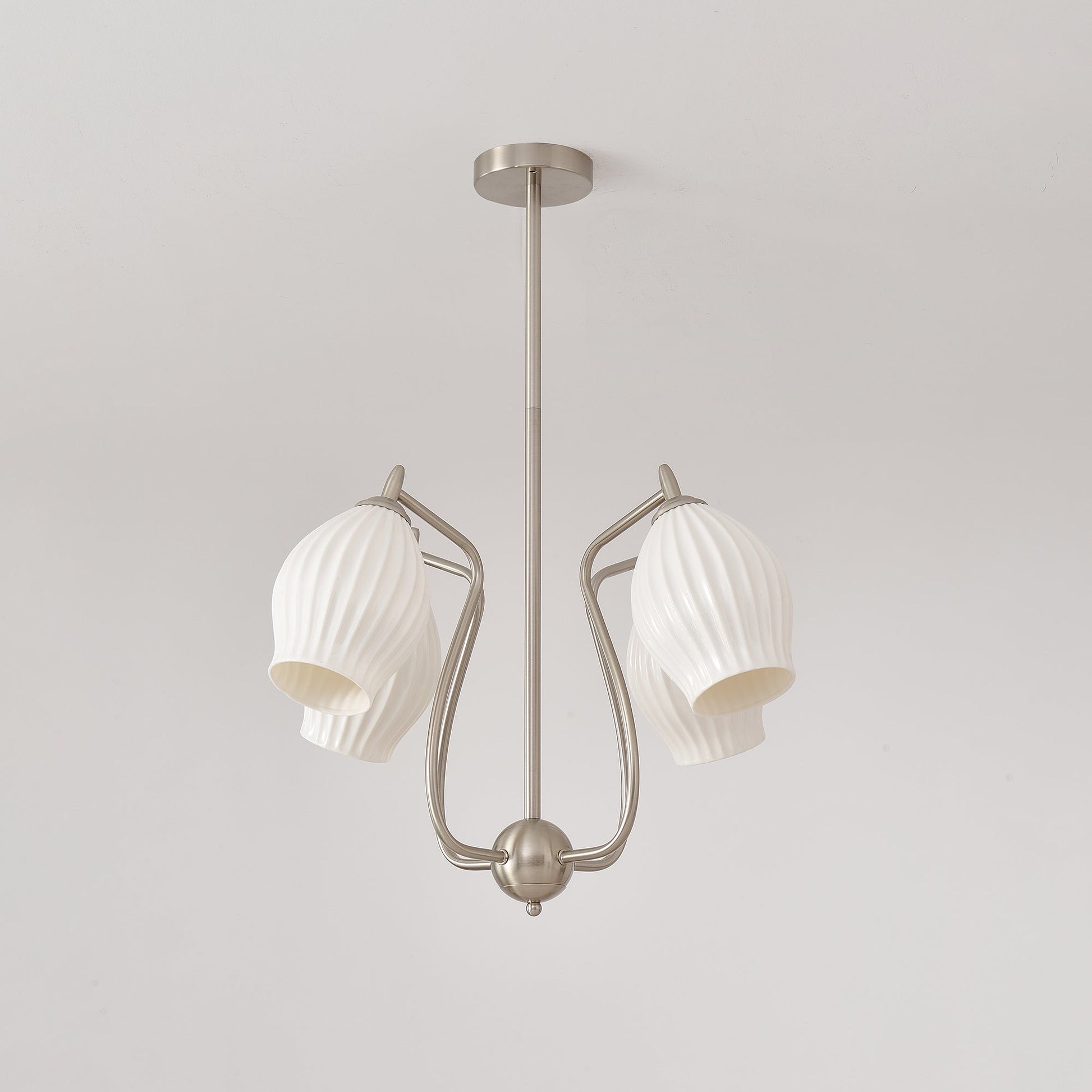 Pravin Chandelier Ceramic Ribbed Sculptural Glass Elegant-Neutral Decor