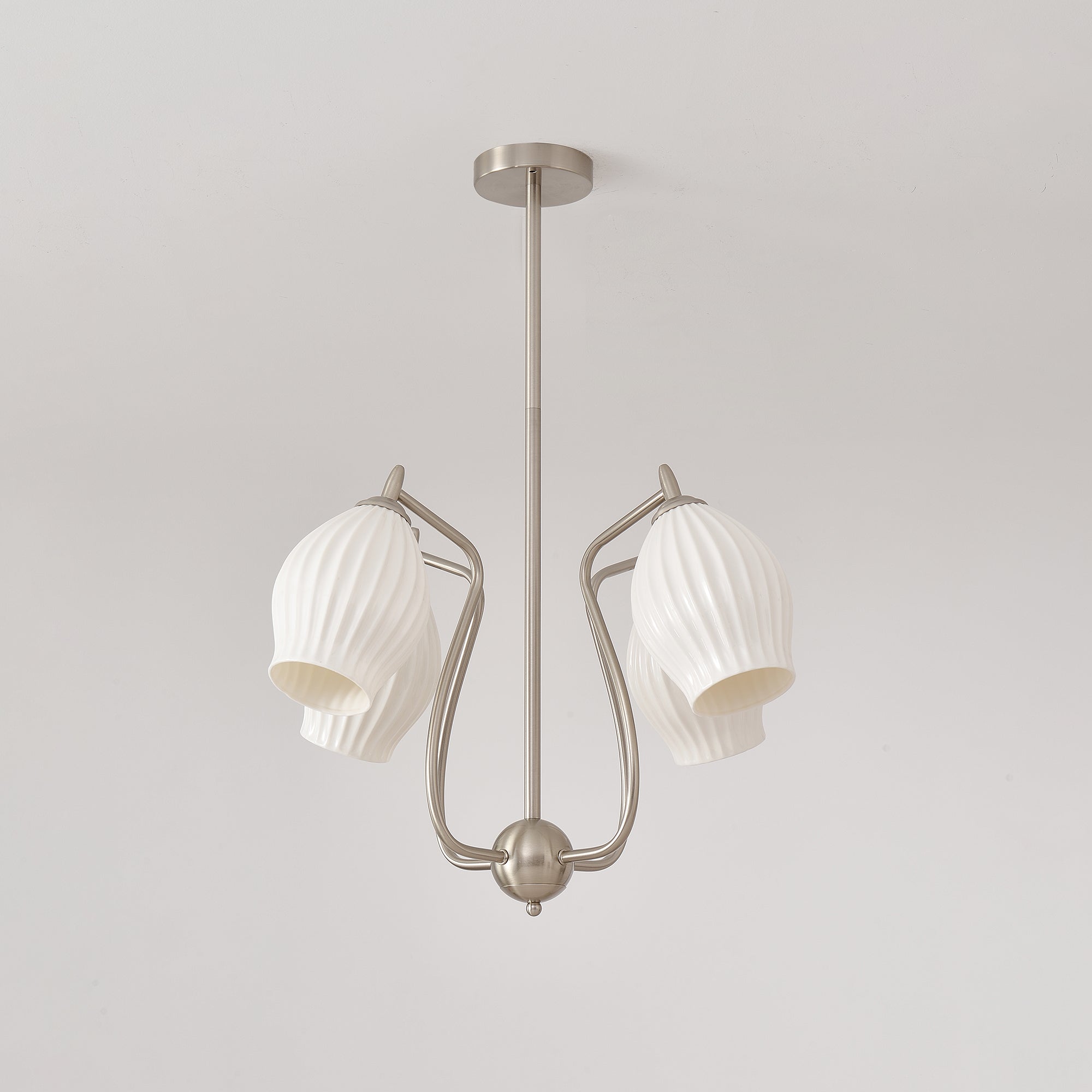 Pravin Chandelier Ceramic Ribbed Sculptural Glass Elegant-Neutral Decor