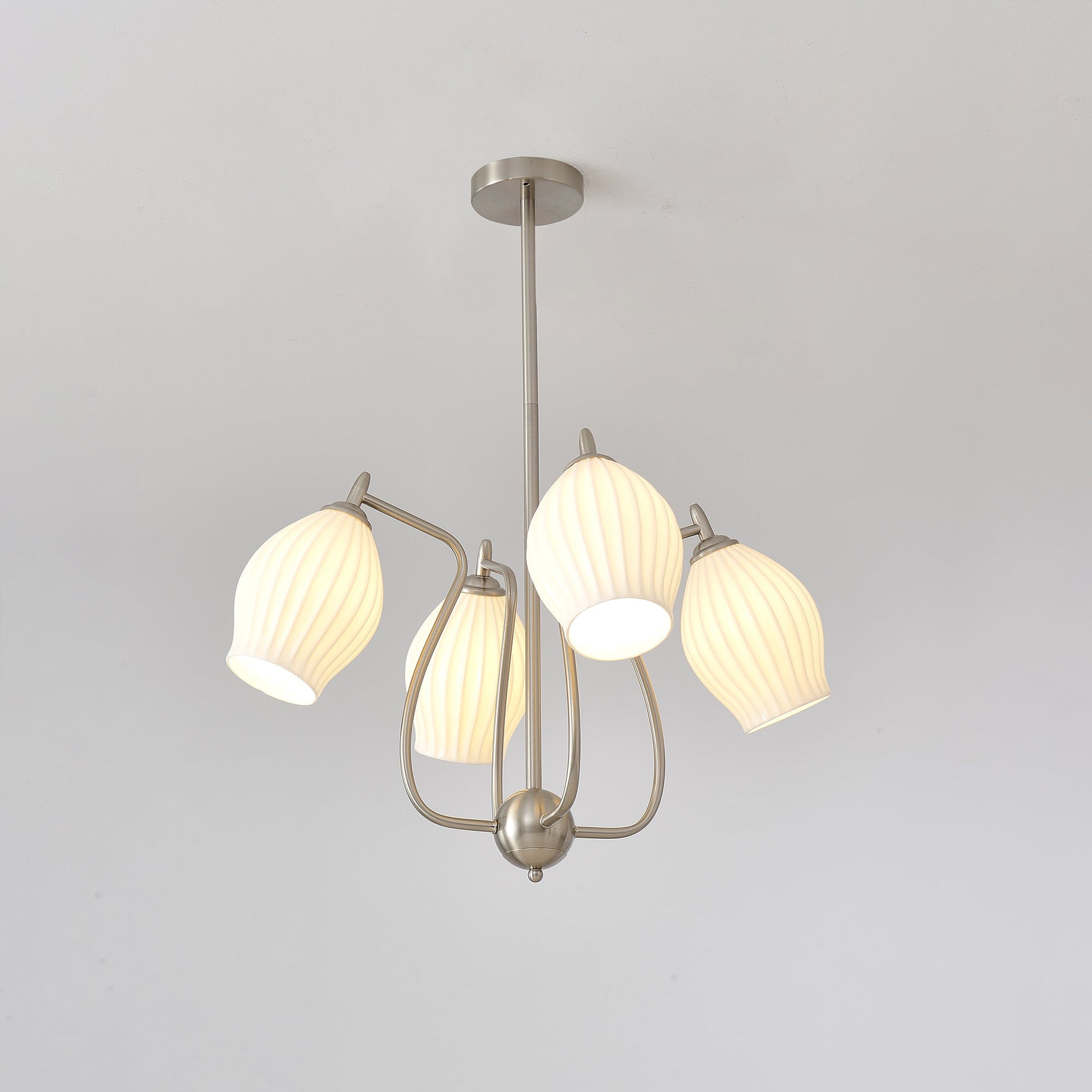 Pravin Chandelier Ceramic Ribbed Sculptural Glass Elegant-Neutral Decor