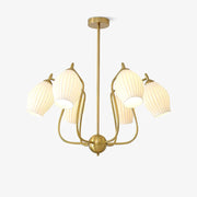 Pravin Chandelier Ceramic Ribbed Sculptural Glass Elegant-Neutral Decor