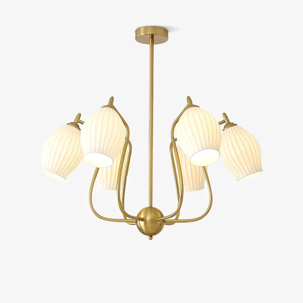 Pravin Chandelier Ceramic Ribbed Sculptural Glass Elegant-Neutral Decor