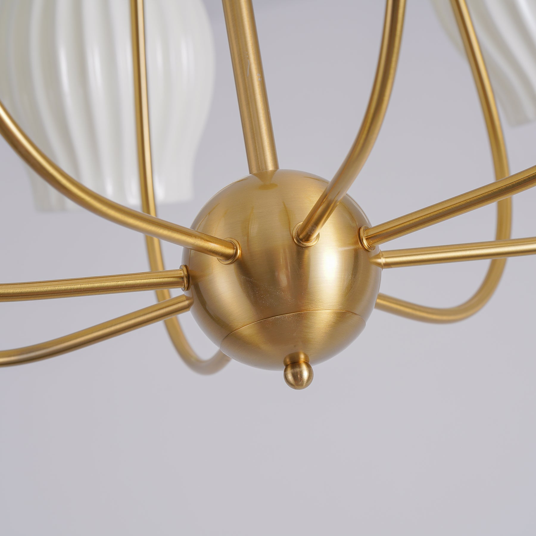 Pravin Chandelier Ceramic Ribbed Sculptural Glass Elegant-Neutral Decor