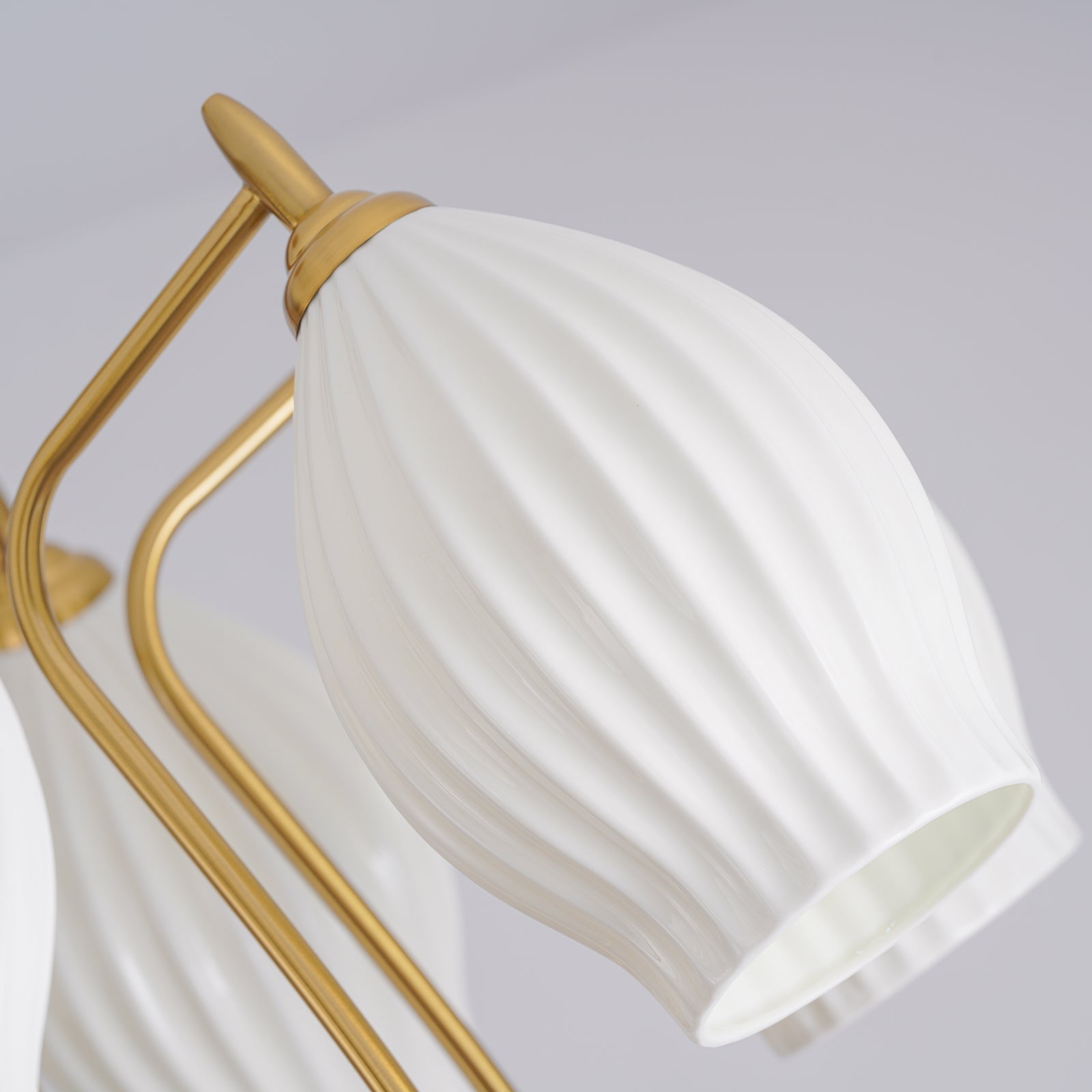 Pravin Chandelier Ceramic Ribbed Sculptural Glass Elegant-Neutral Decor