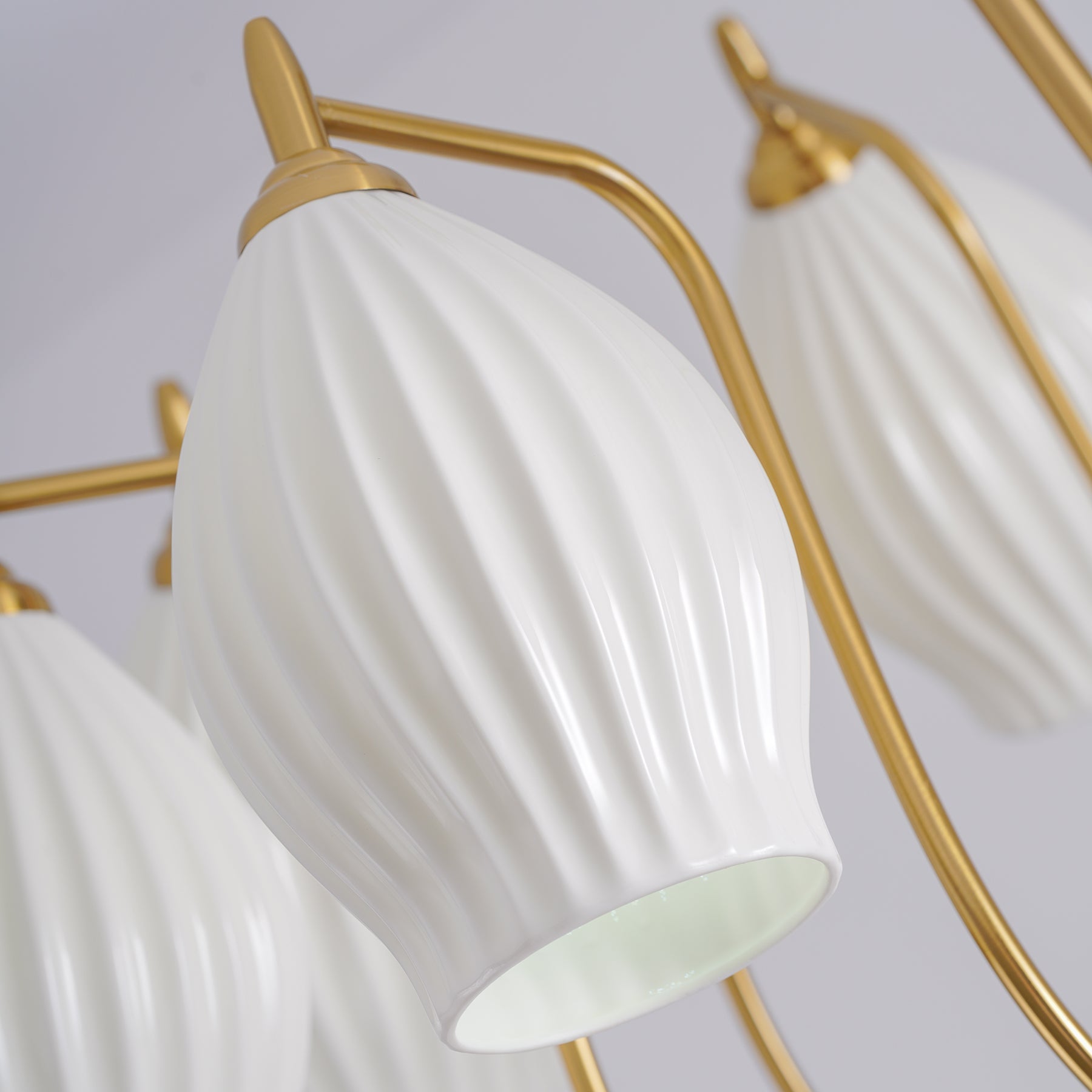 Pravin Chandelier Ceramic Ribbed Sculptural Glass Elegant-Neutral Decor