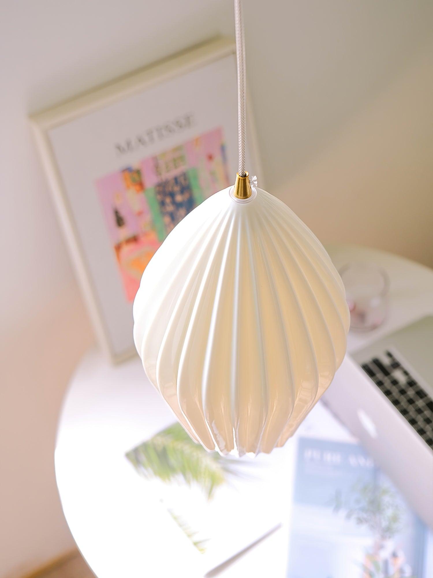 Virove Pendant Lamp Ceramic Ribbed Bone China Elegant-Neutral Decor