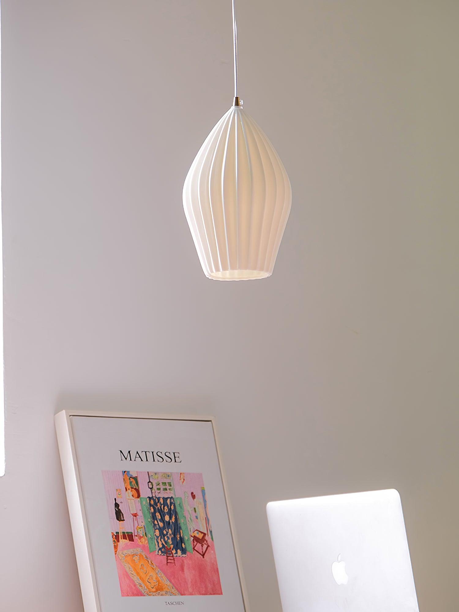 Virove Pendant Lamp Ceramic Ribbed Bone China Elegant-Neutral Decor