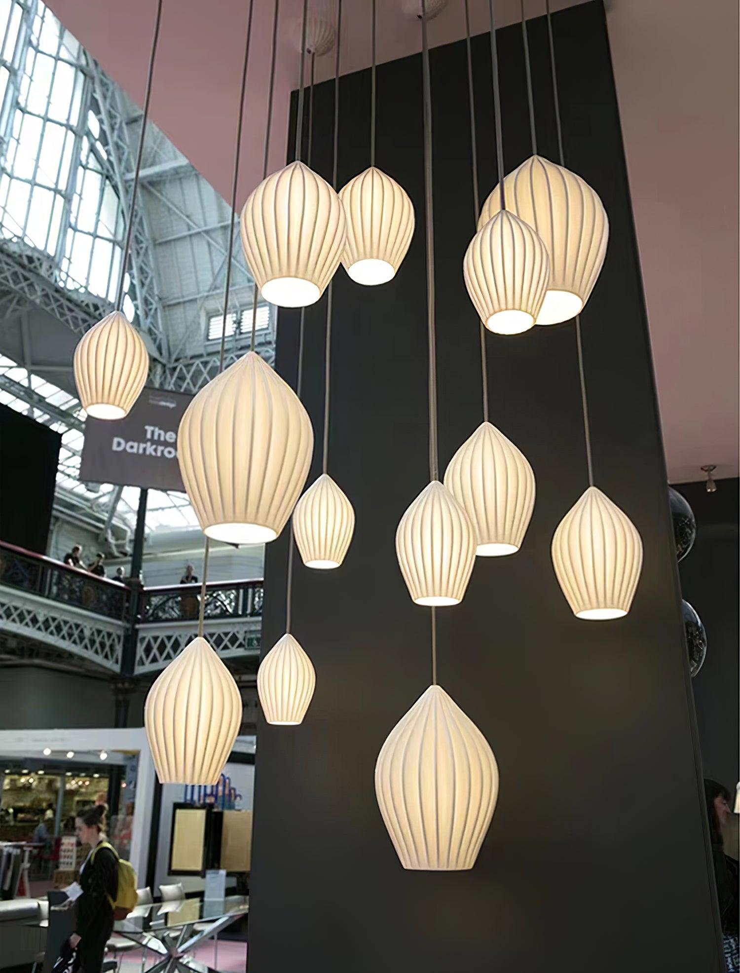Virove Pendant Lamp Ceramic Ribbed Bone China Elegant-Neutral Decor