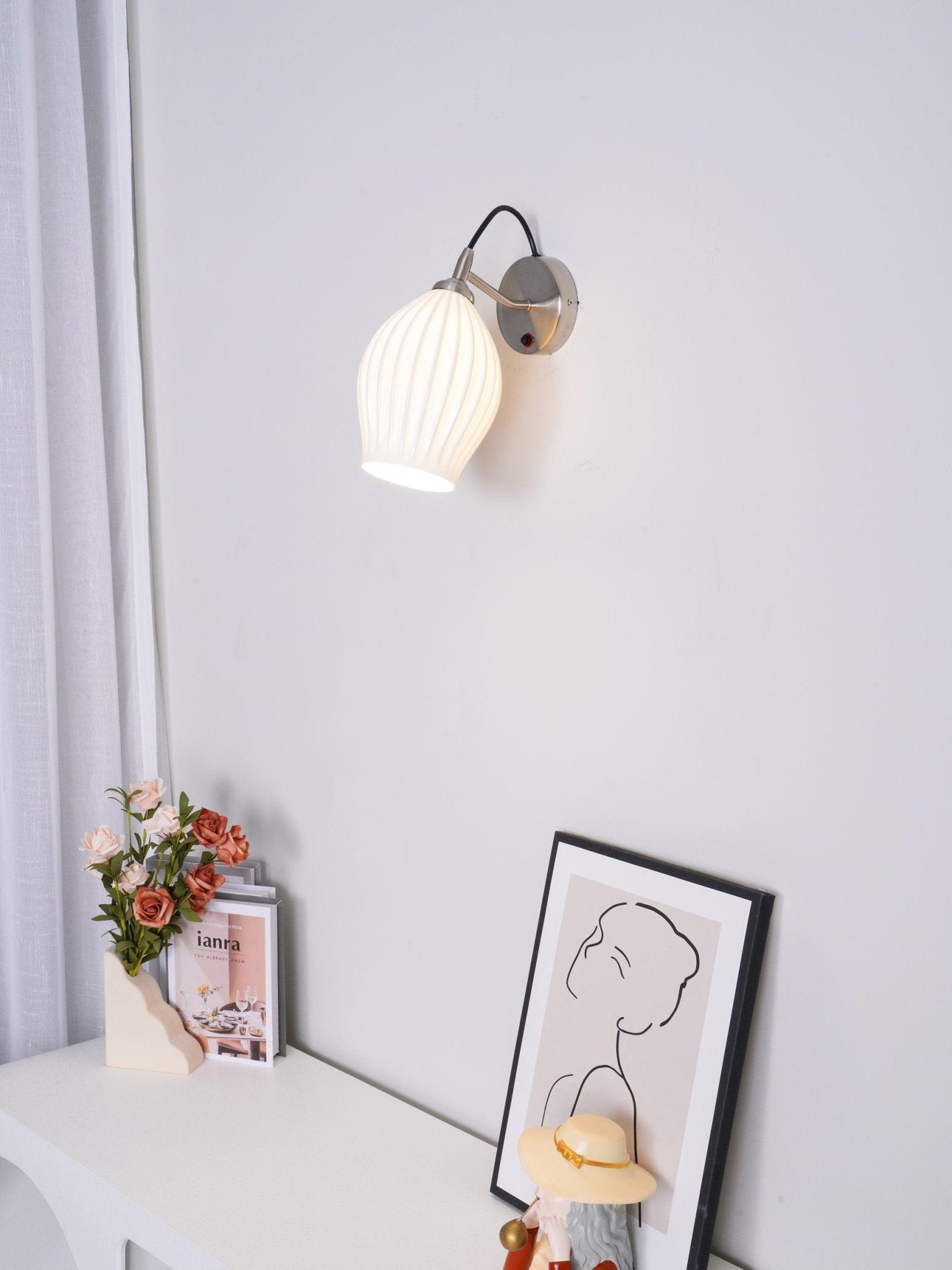 Zotalisra Modern Minimalist Ribbed Ceramic Wall light-Neutral Decor