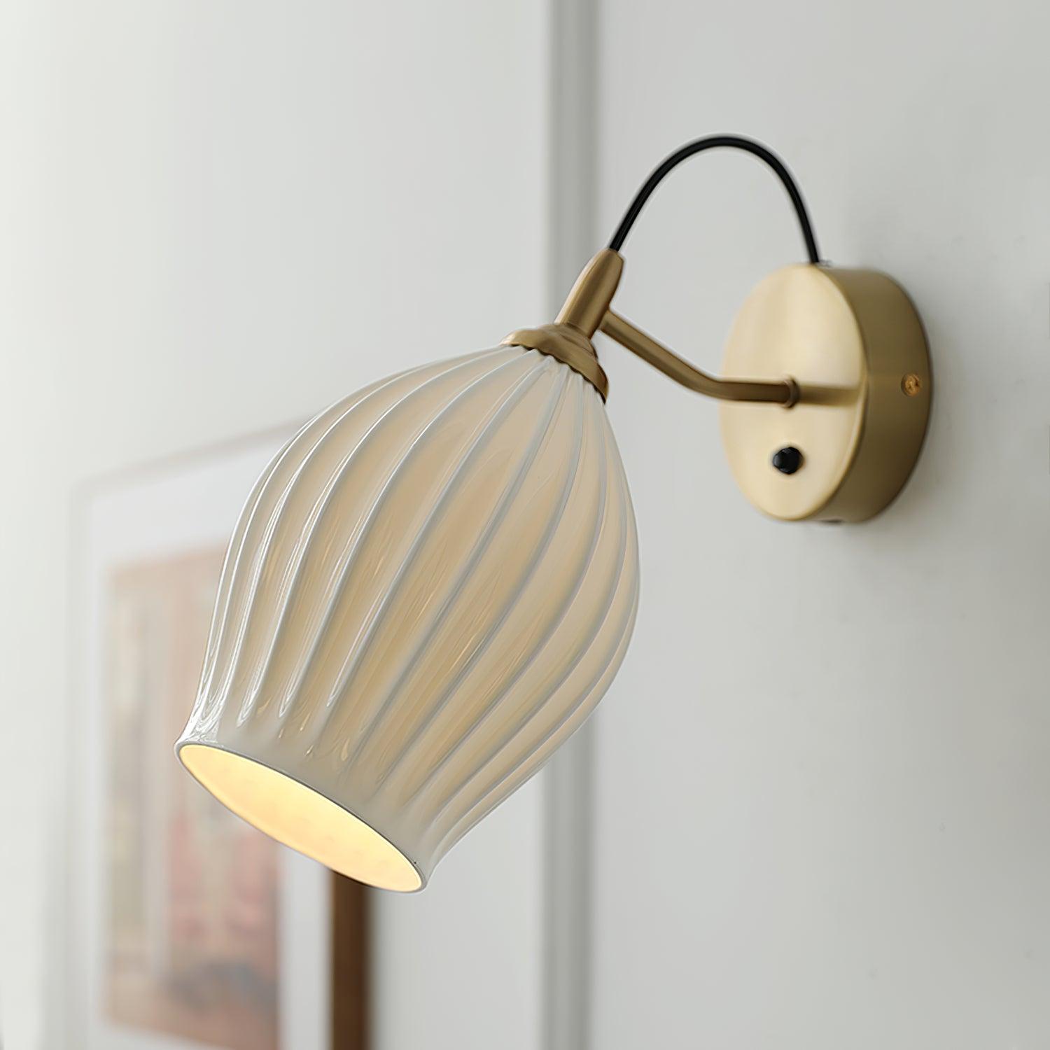 Zotalisra Modern Minimalist Ribbed Ceramic Wall light-Neutral Decor