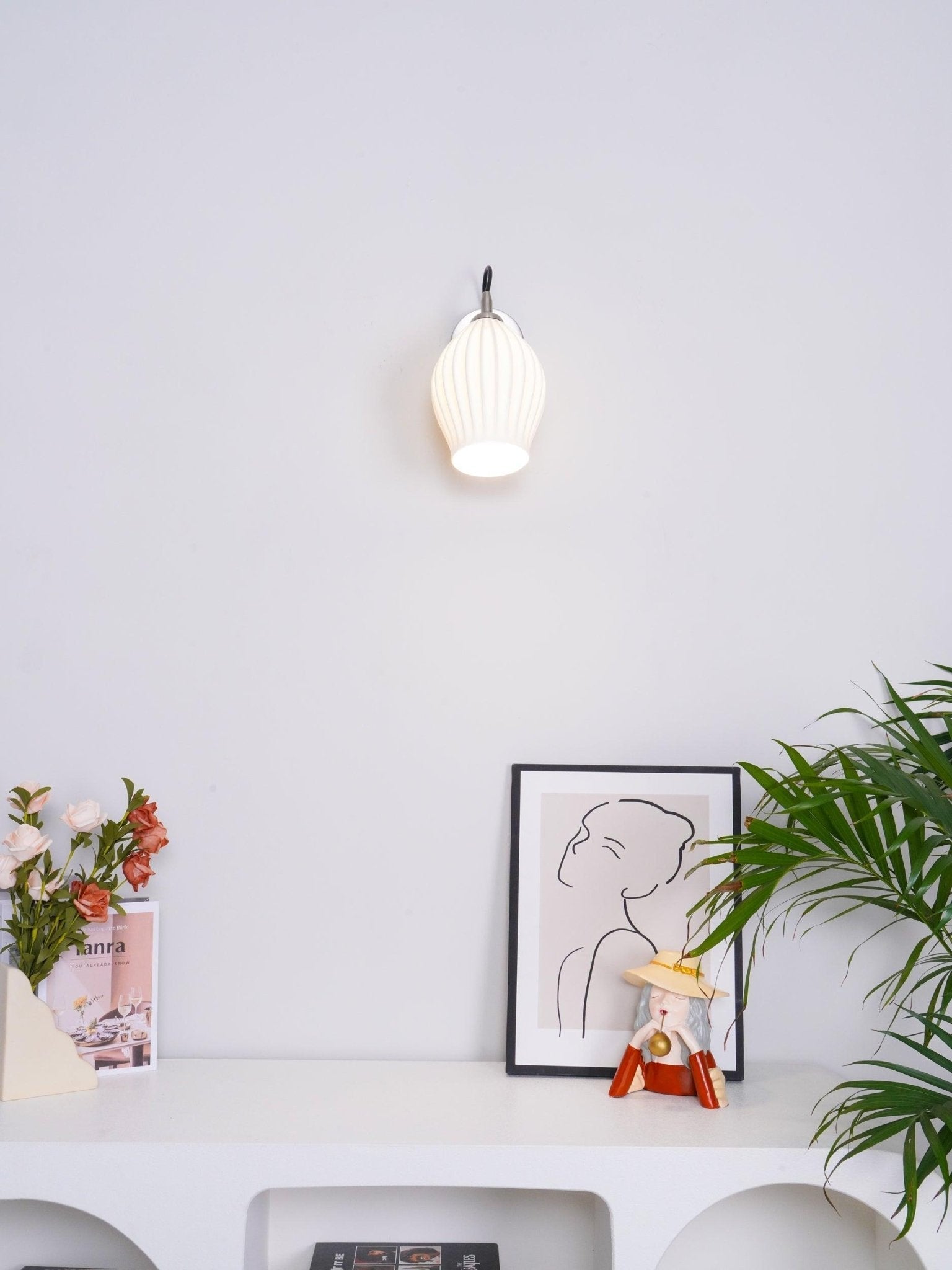 Zotalisra Modern Minimalist Ribbed Ceramic Wall light-Neutral Decor