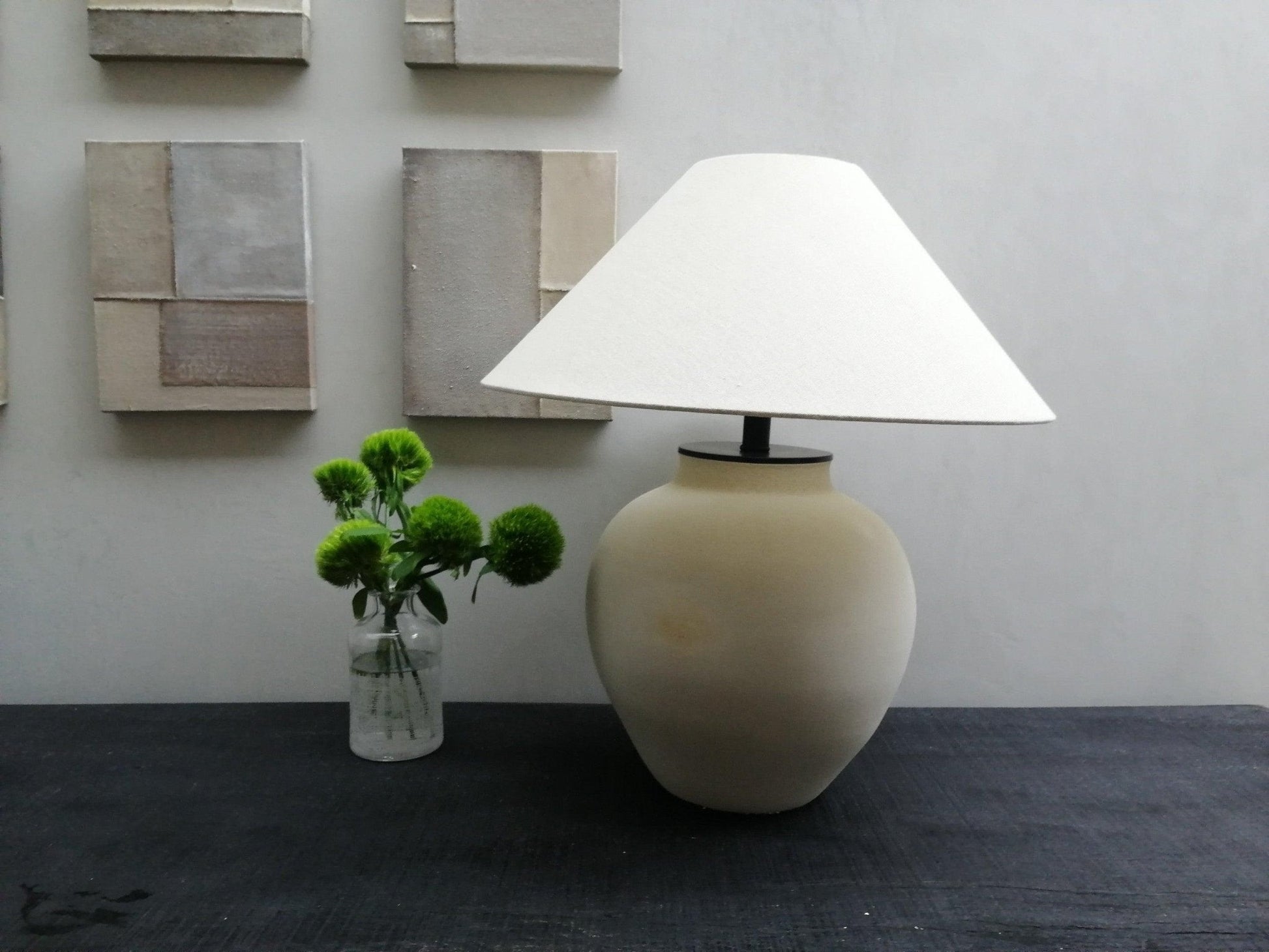 Lumian Fabric Ceramic Rustic Table Lamp-Neutral Decor
