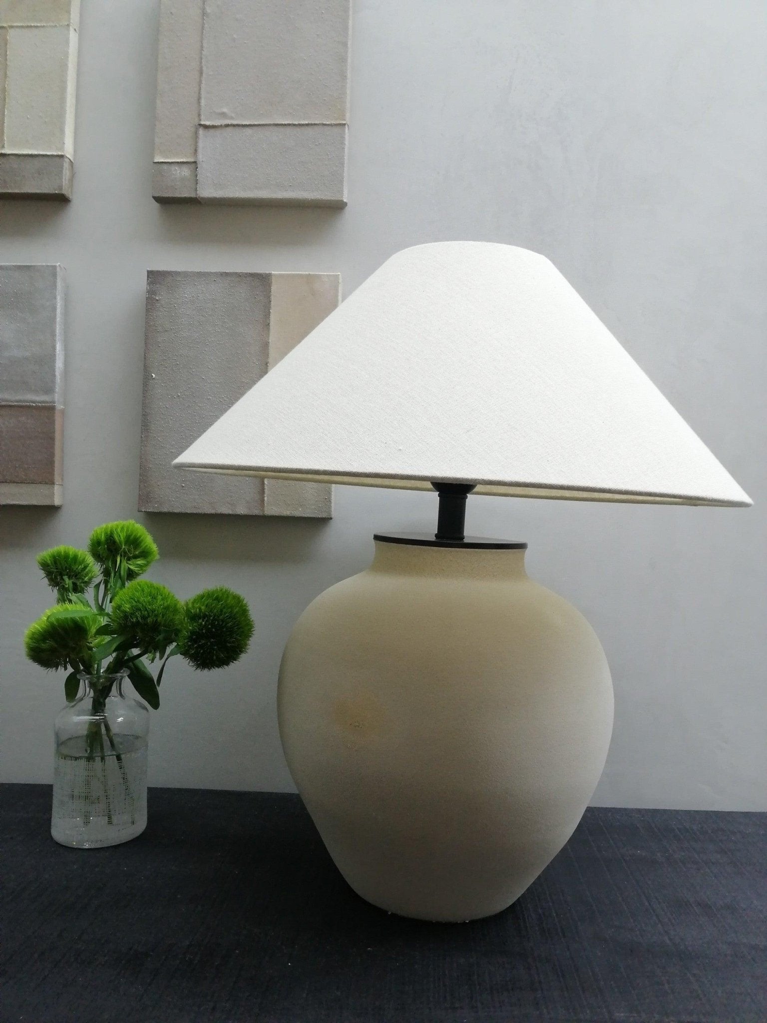 Lumian Fabric Ceramic Rustic Table Lamp-Neutral Decor