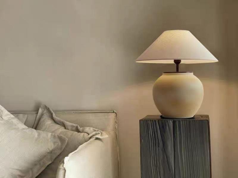 Lumian Fabric Ceramic Rustic Table Lamp-Neutral Decor