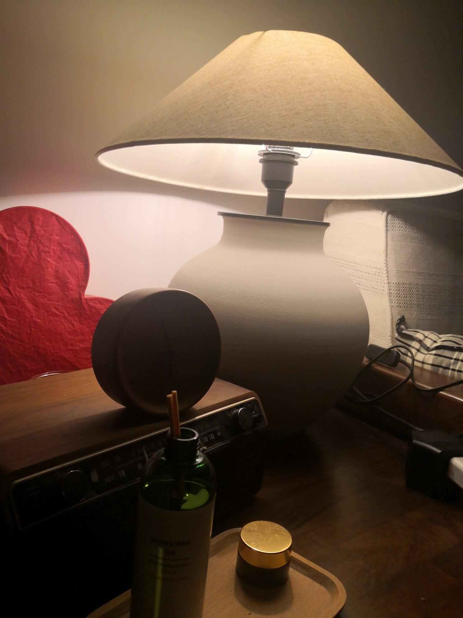 Lumian Fabric Ceramic Rustic Table Lamp-Neutral Decor