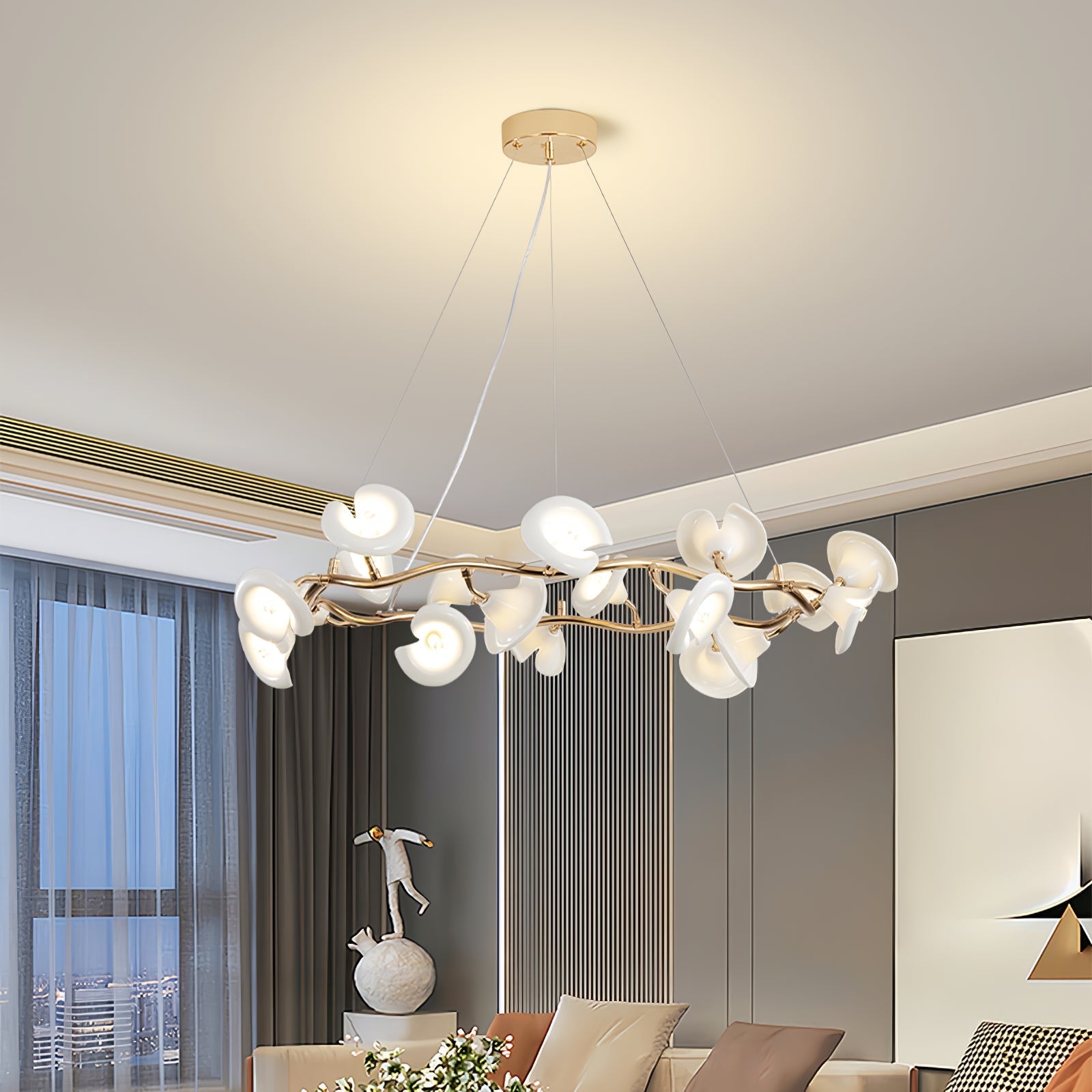 Covlen Chandelier Blossom Branch Elegant-Neutral Decor