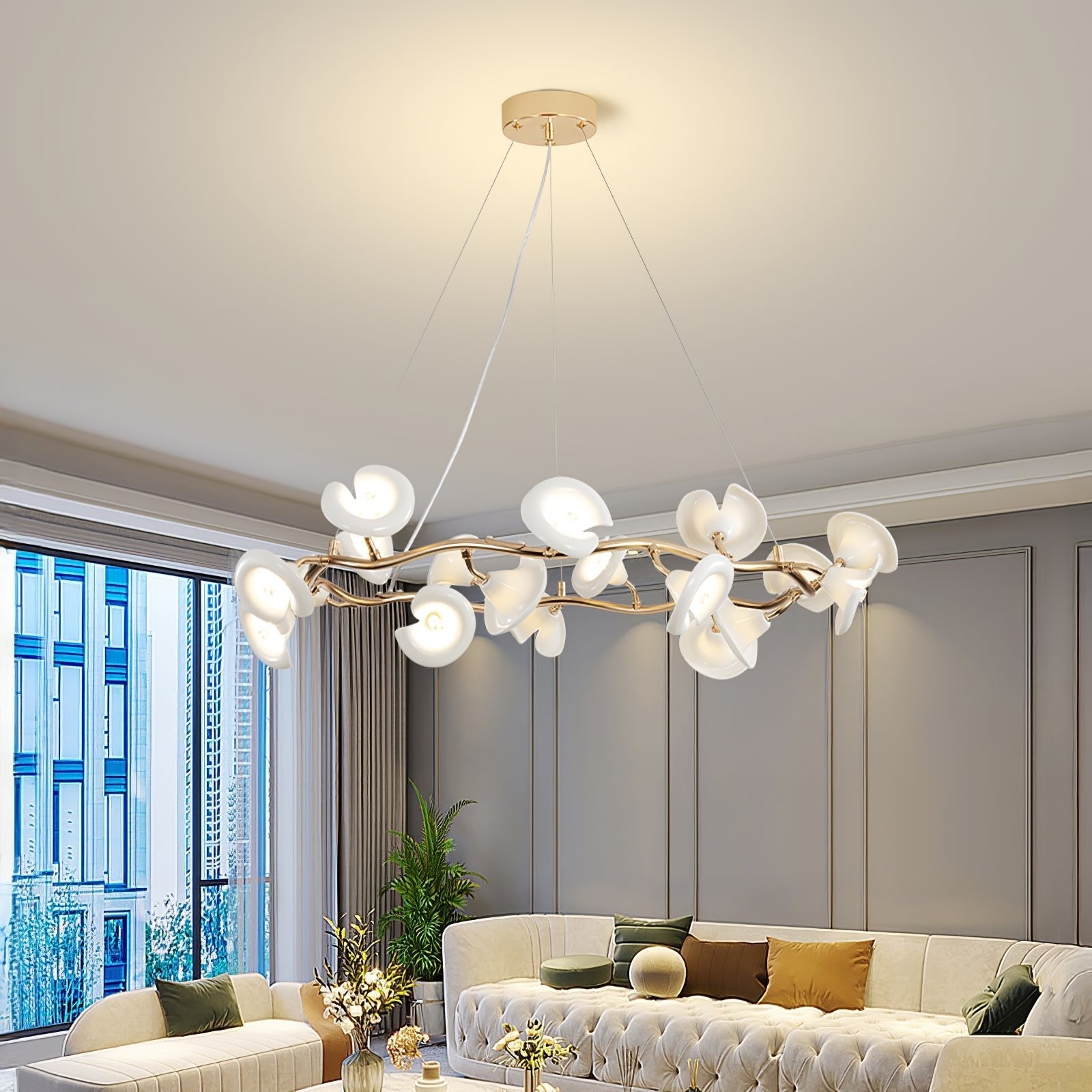 Covlen Chandelier Blossom Branch Elegant-Neutral Decor
