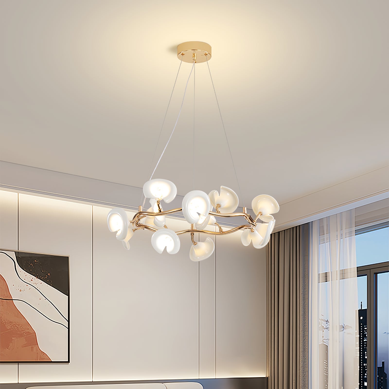 Covlen Chandelier Blossom Branch Elegant-Neutral Decor