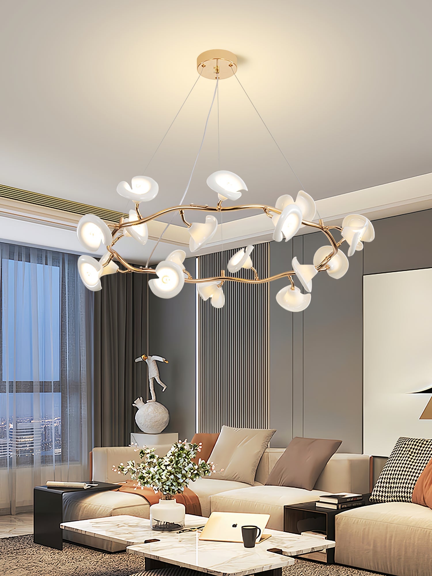 Covlen Chandelier Blossom Branch Elegant-Neutral Decor