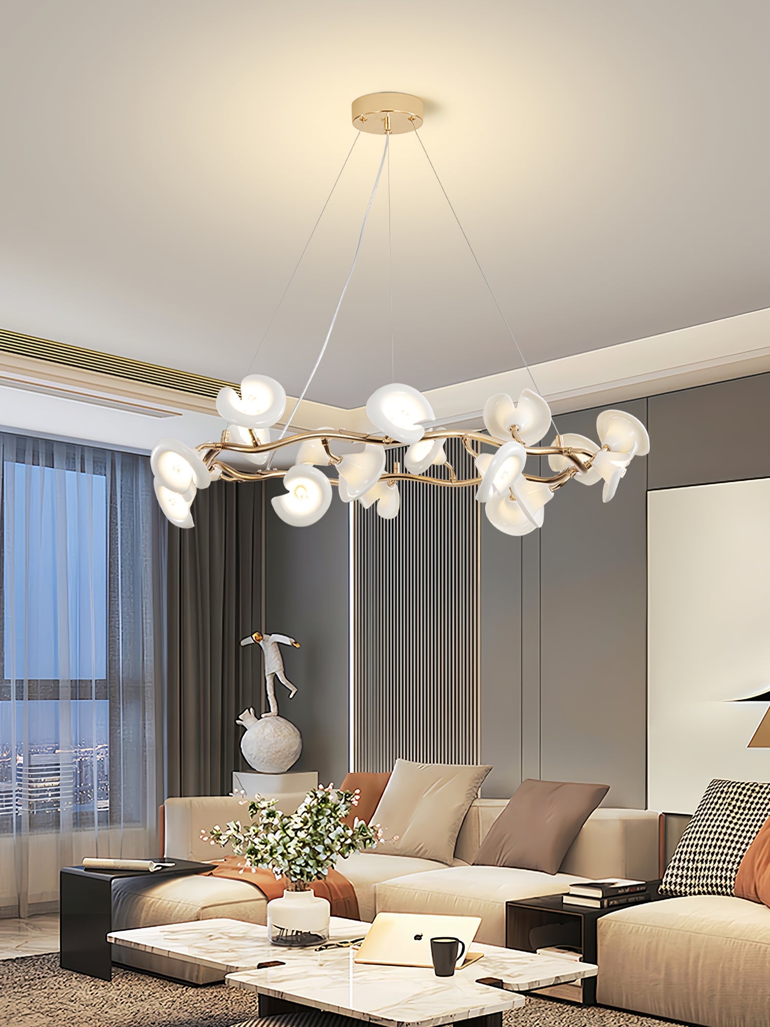 Covlen Chandelier Blossom Branch Elegant-Neutral Decor
