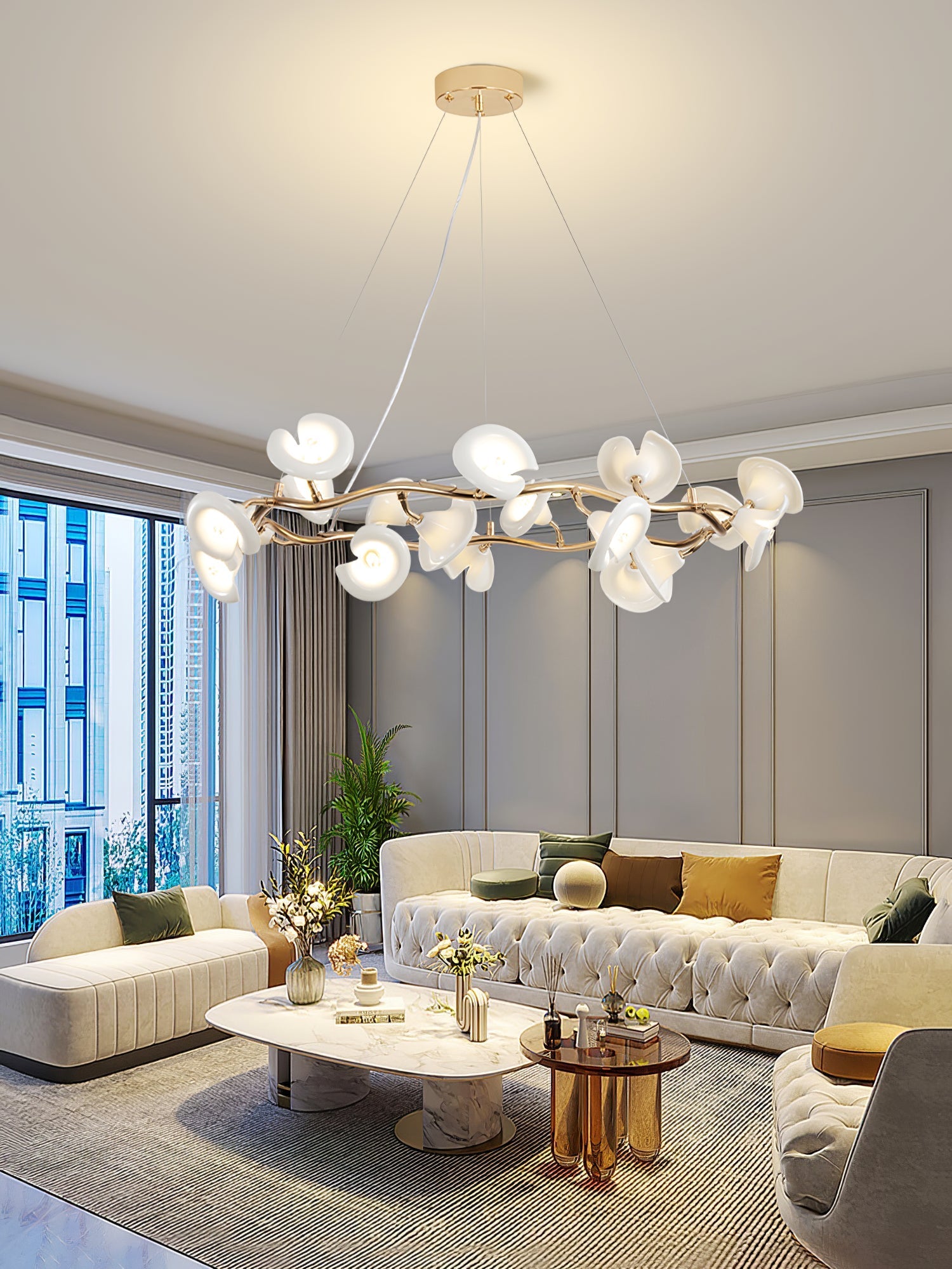 Covlen Chandelier Blossom Branch Elegant-Neutral Decor