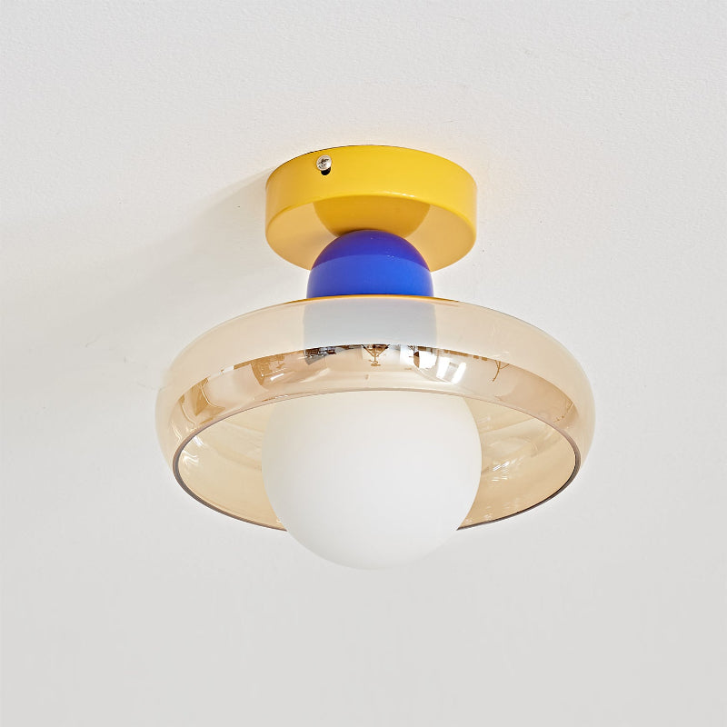 All four color options (Cognac, Blue, Yellow, Red) of the Alabax Ceiling Light displayed together.