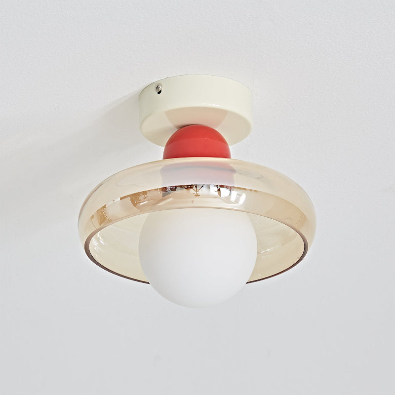 Close-up of the textured glass of the cognac Alabax Ceiling Light.