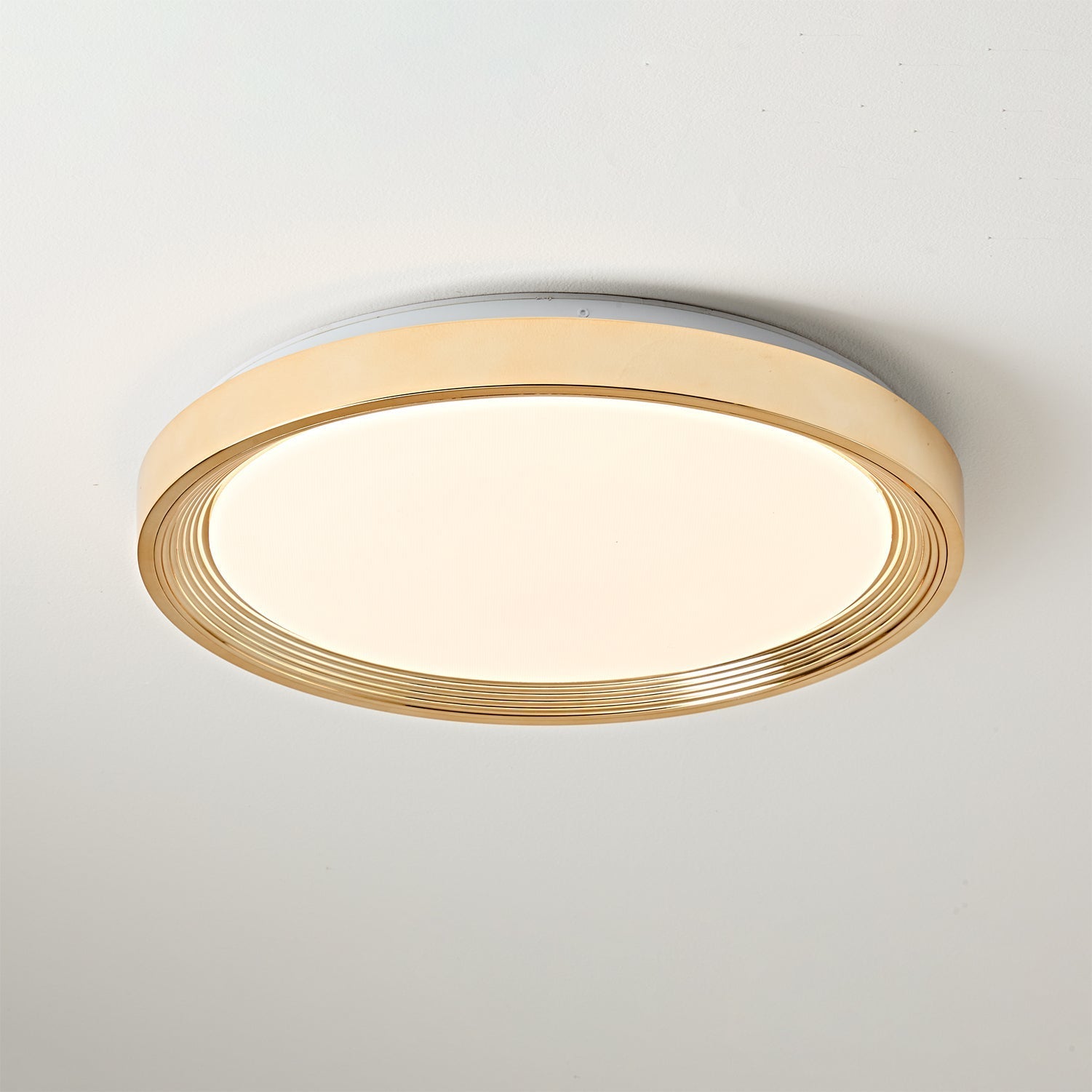Cerova Ceiling Light in white finish, turned on.