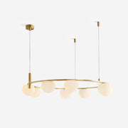 Chandelier Glass Globes Metal Ring Gold Finish Modern