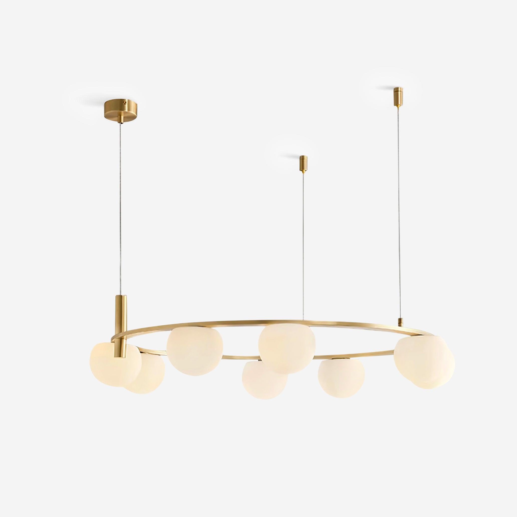Chandelier Glass Globes Metal Ring Gold Finish Modern