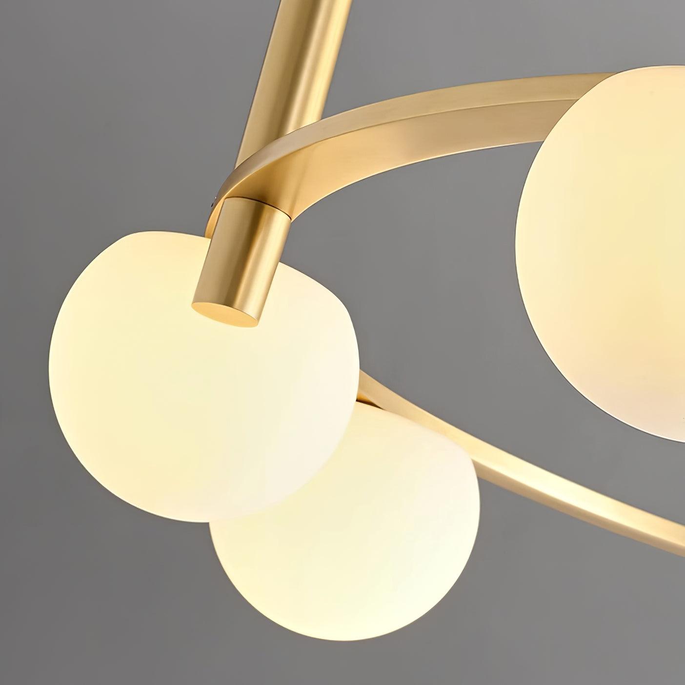 Chandelier Glass Globes Metal Ring Gold Finish Modern