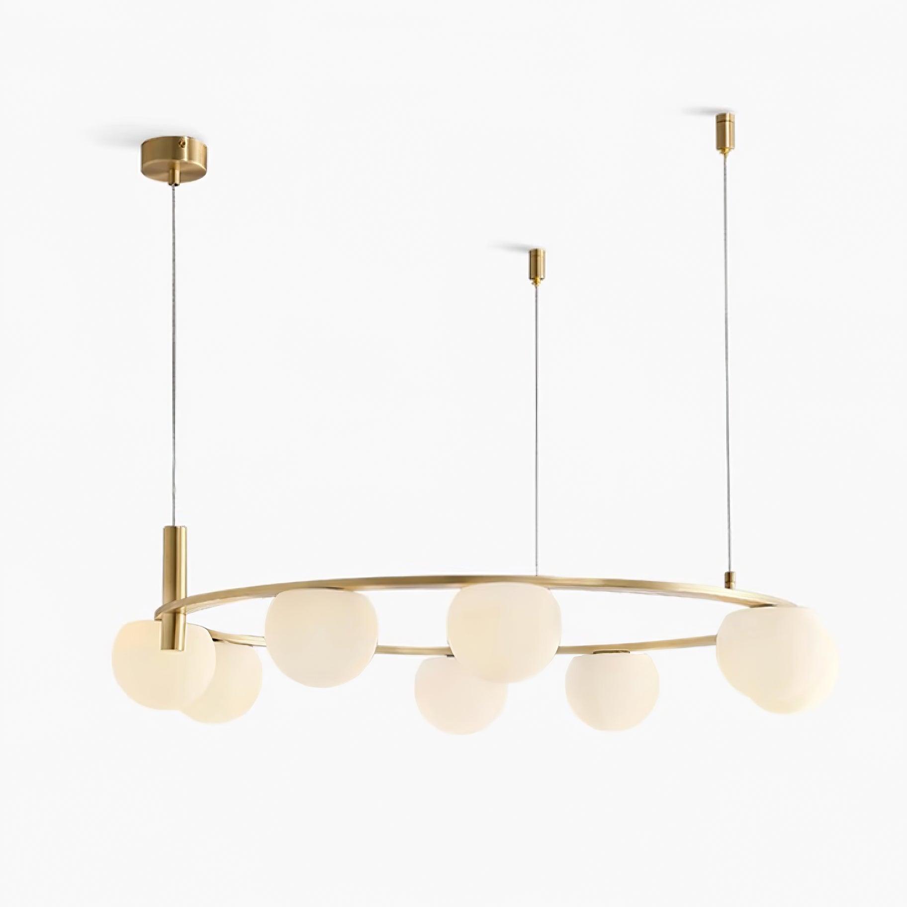 Chandelier Glass Globes Metal Ring Gold Finish Modern