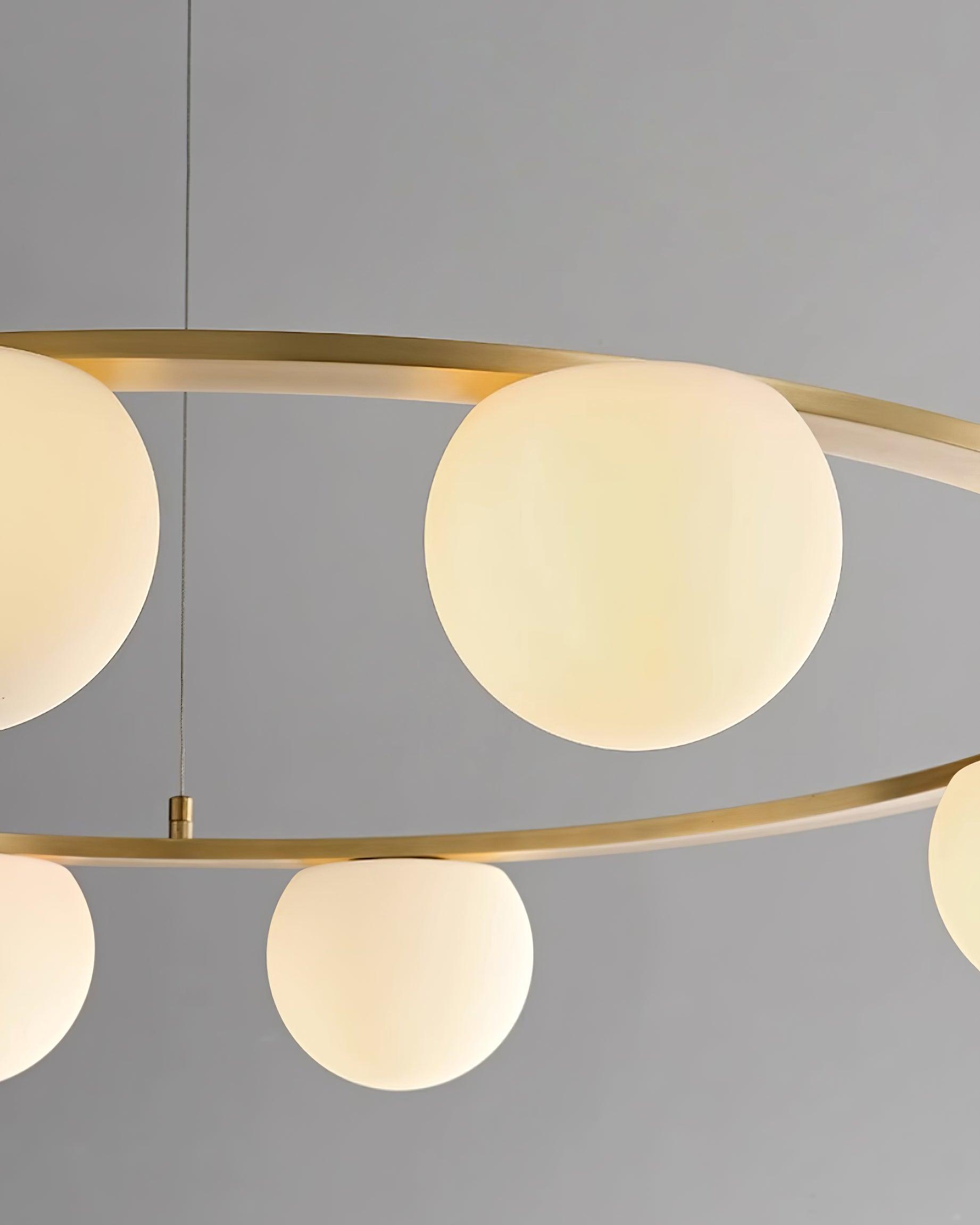 Chandelier Glass Globes Metal Ring Gold Finish Modern
