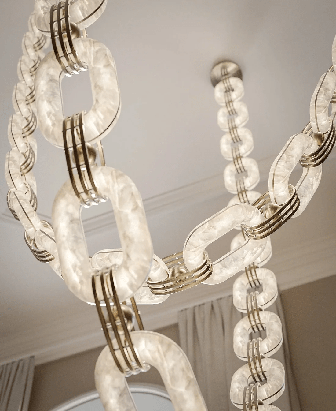 Chain Link Chandelier-Neutral Decor