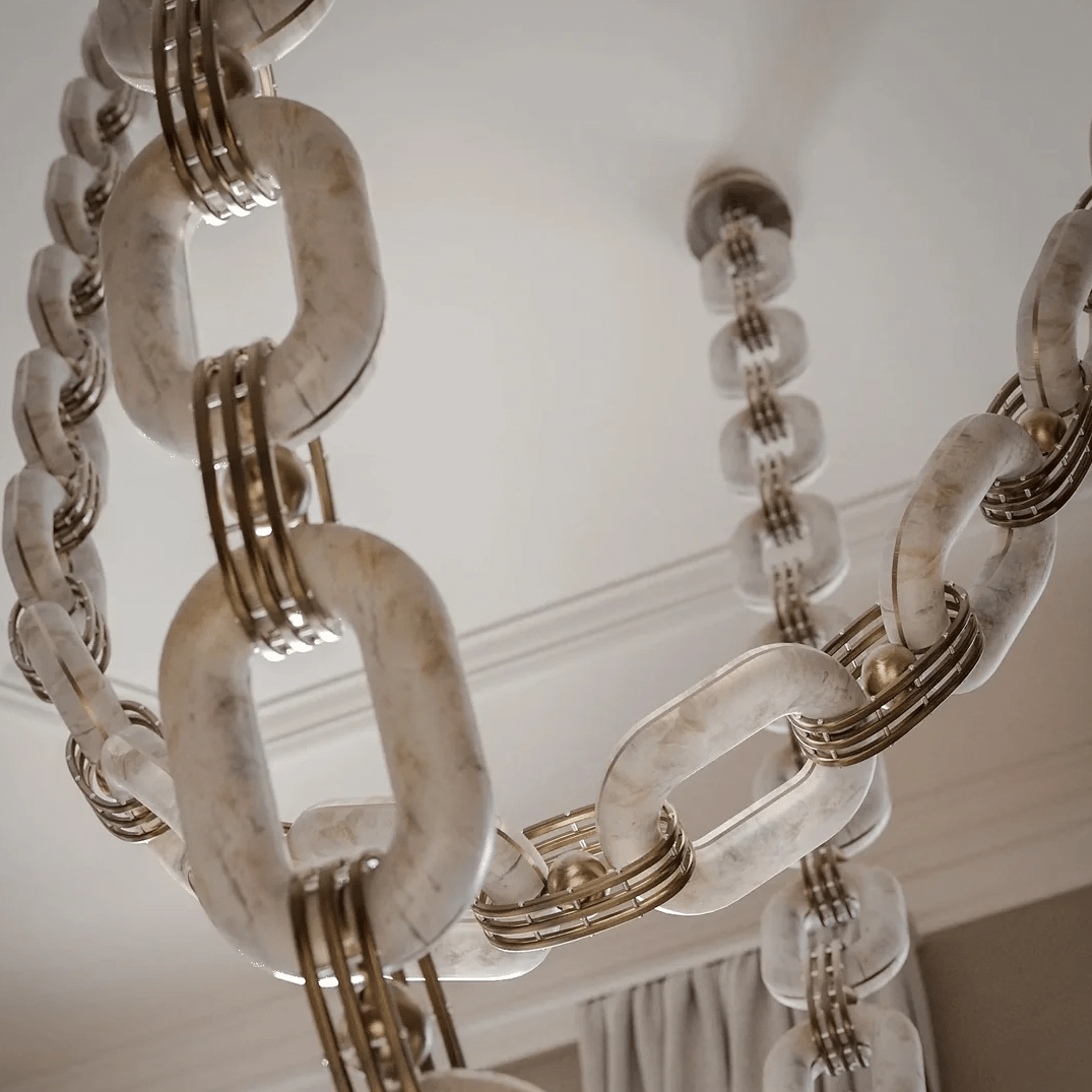 Chain Link Chandelier-Neutral Decor
