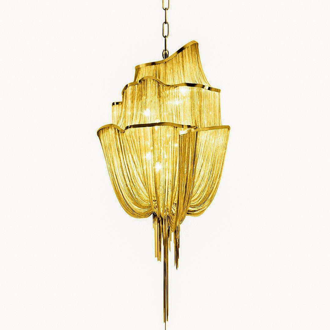 Bluxen Chandelier Aluminum Chains Shimmering Nickel-Neutral Decor