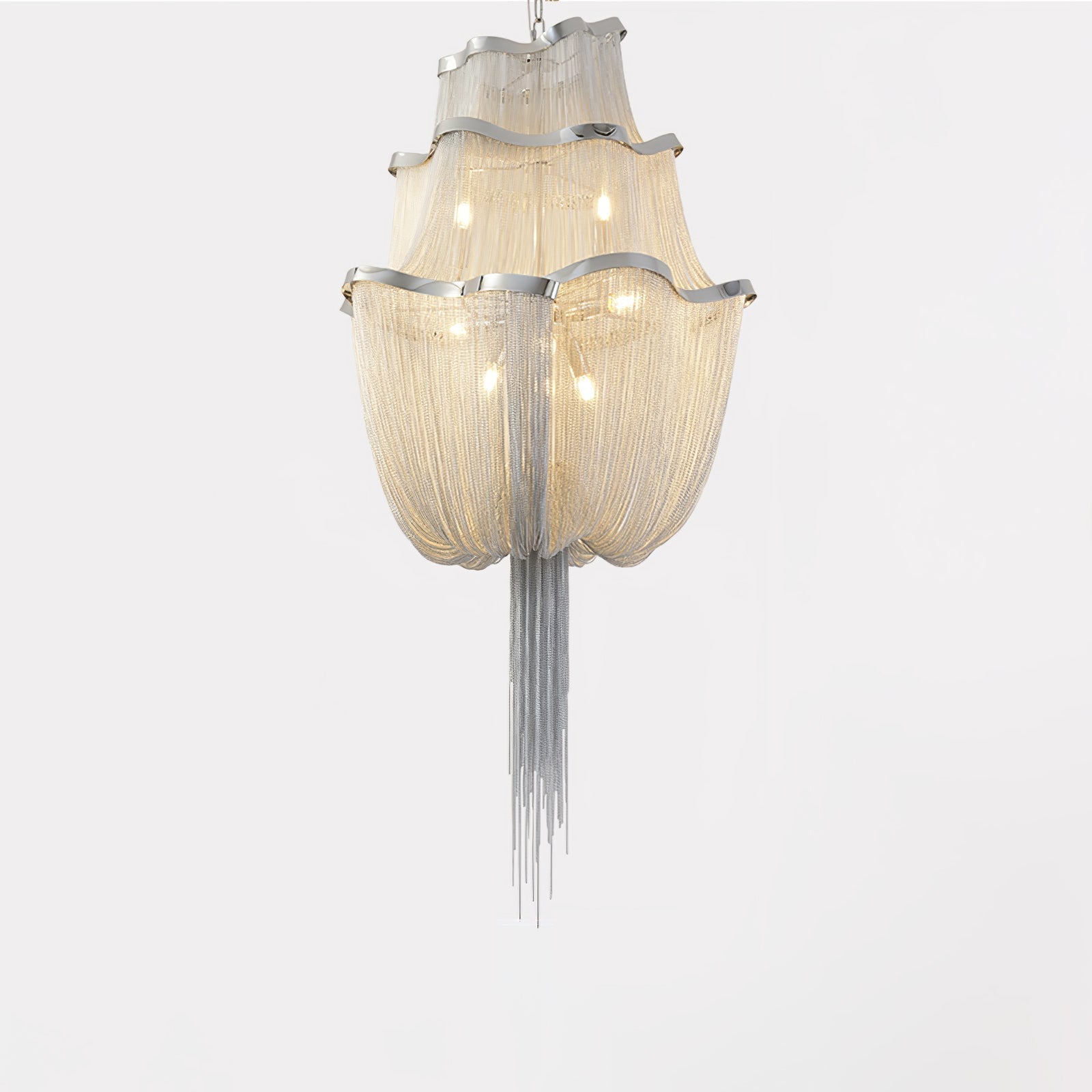 Bluxen Chandelier Aluminum Chains Shimmering Nickel-Neutral Decor