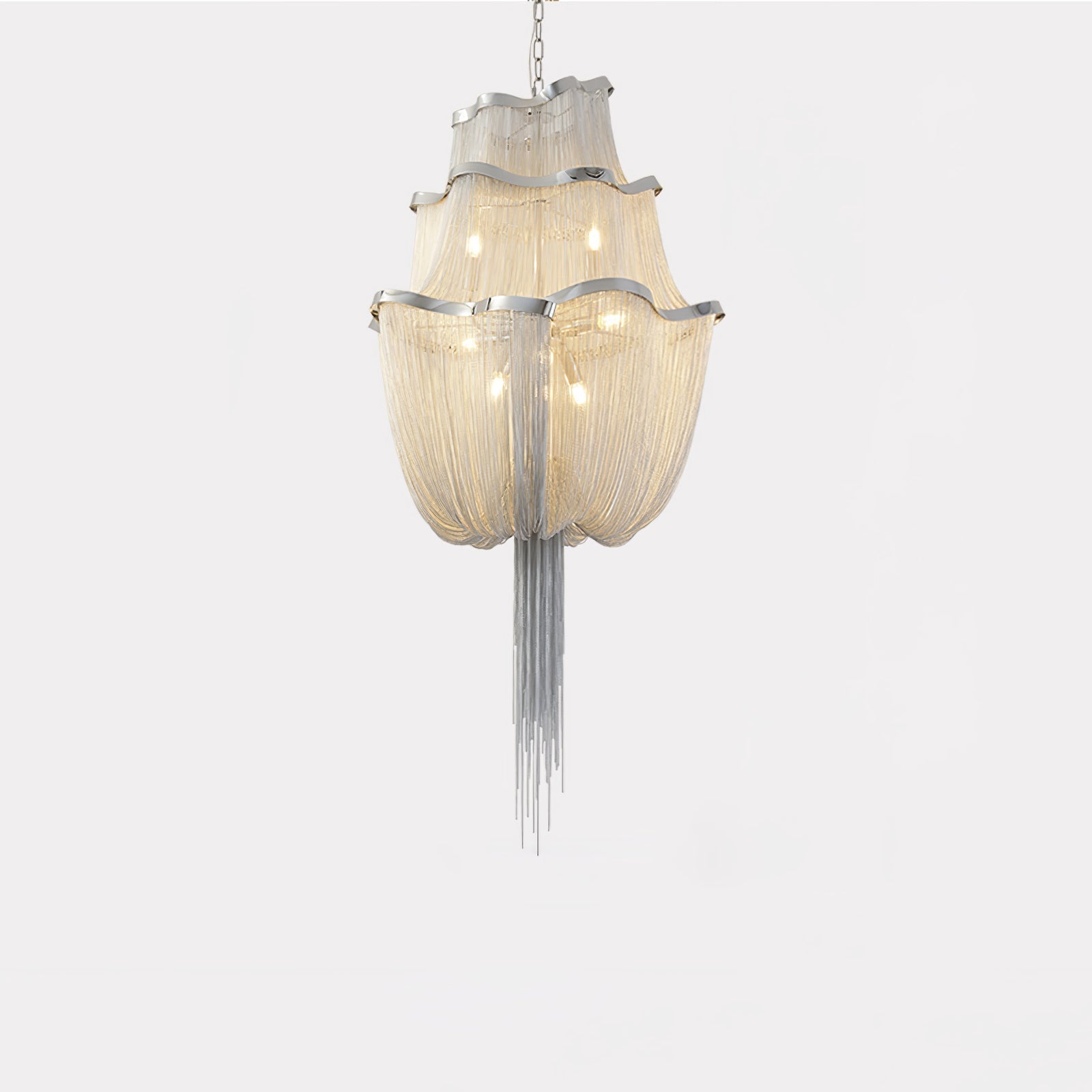 Bluxen Chandelier Aluminum Chains Shimmering Nickel-Neutral Decor