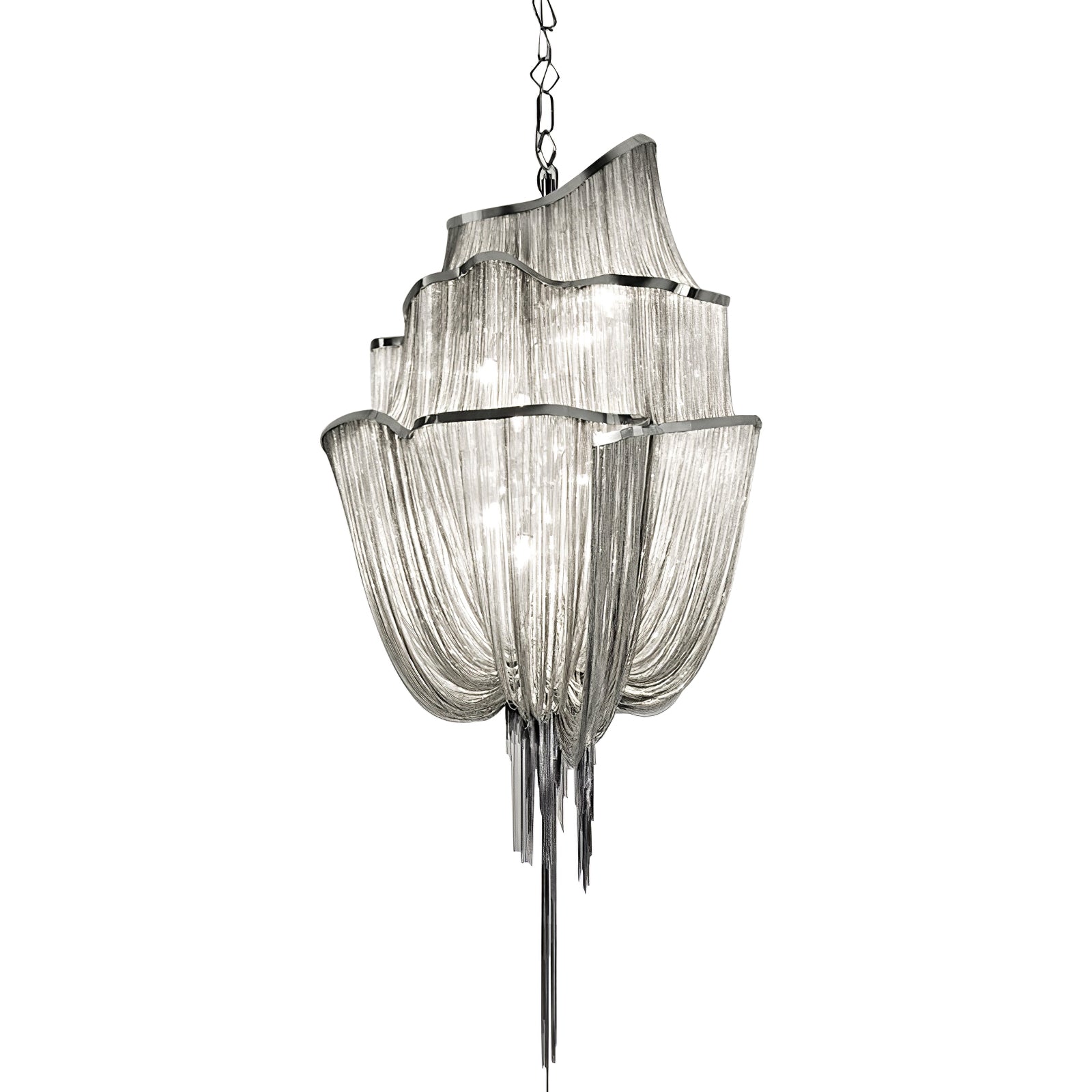 Bluxen Chandelier Aluminum Chains Shimmering Nickel-Neutral Decor