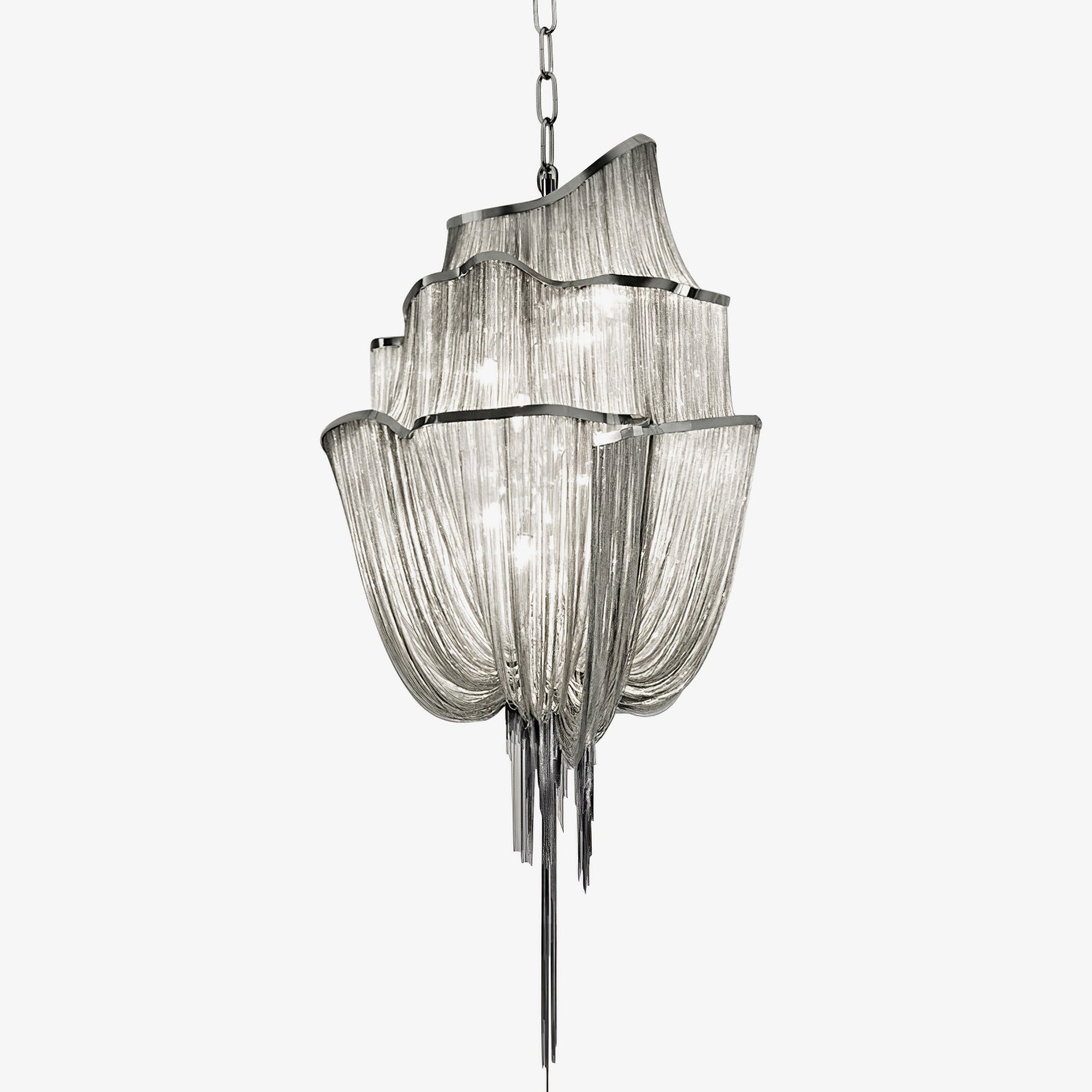 Bluxen Chandelier Aluminum Chains Shimmering Nickel-Neutral Decor