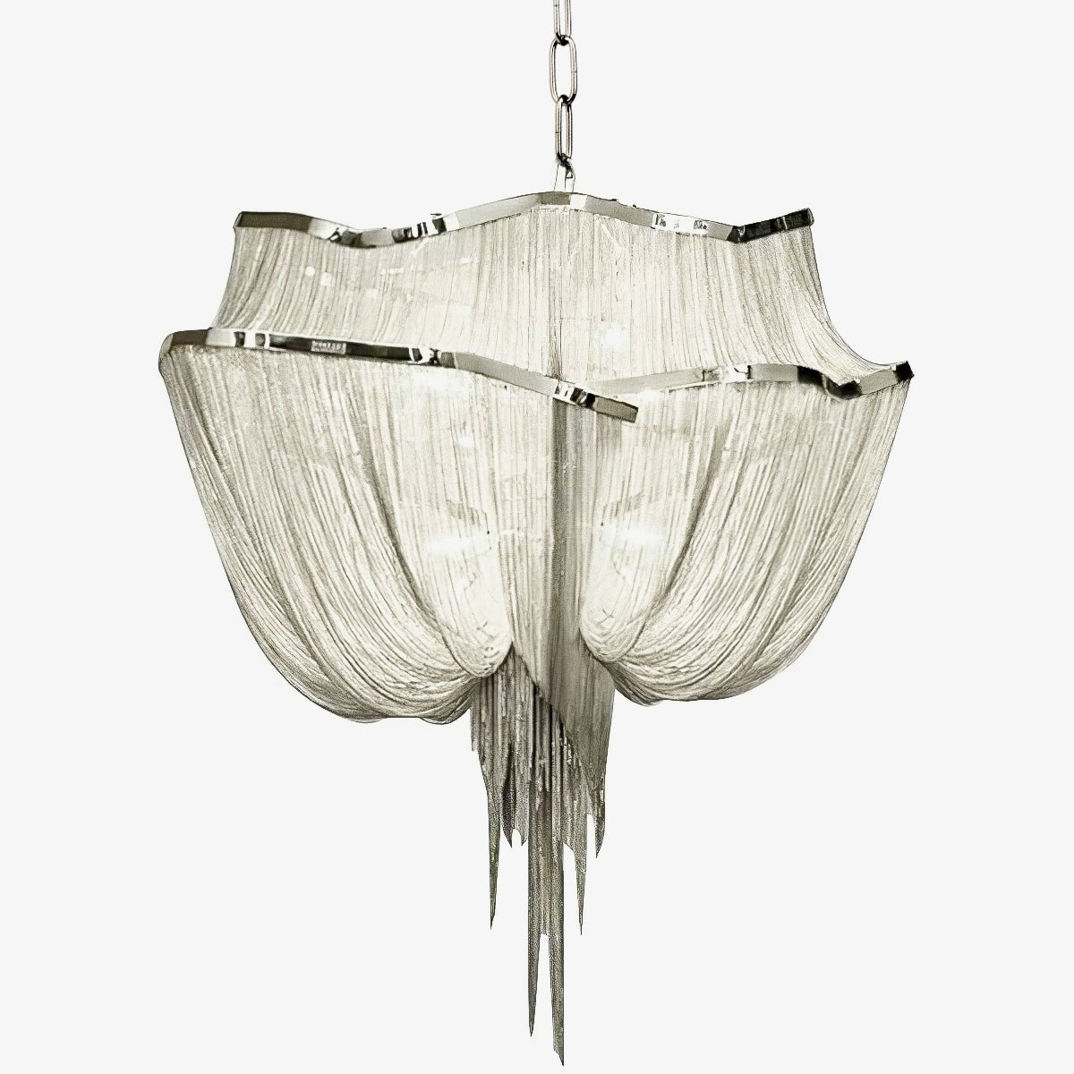 Bluxen Chandelier Aluminum Chains Shimmering Nickel-Neutral Decor