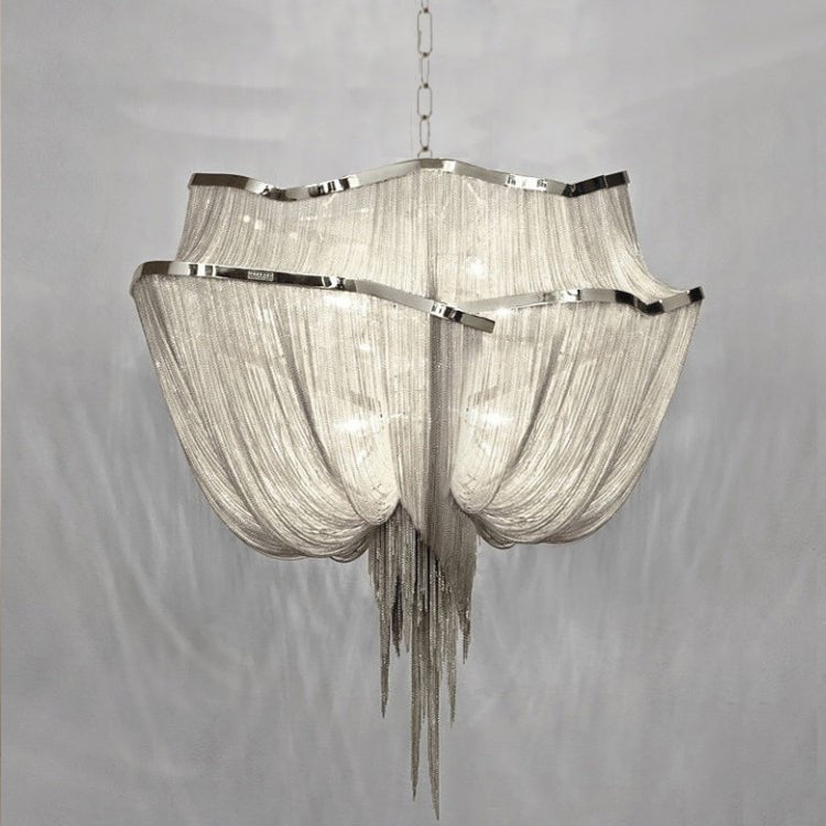Bluxen Chandelier Aluminum Chains Shimmering Nickel-Neutral Decor