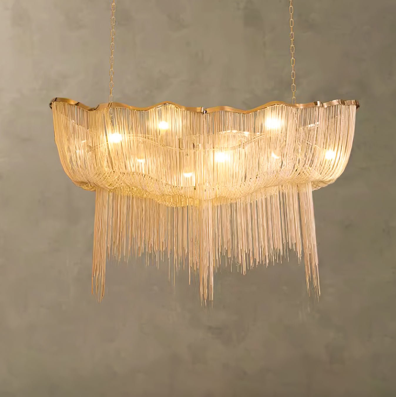 Bluxen Chandelier Aluminum Chains Shimmering Nickel-Neutral Decor