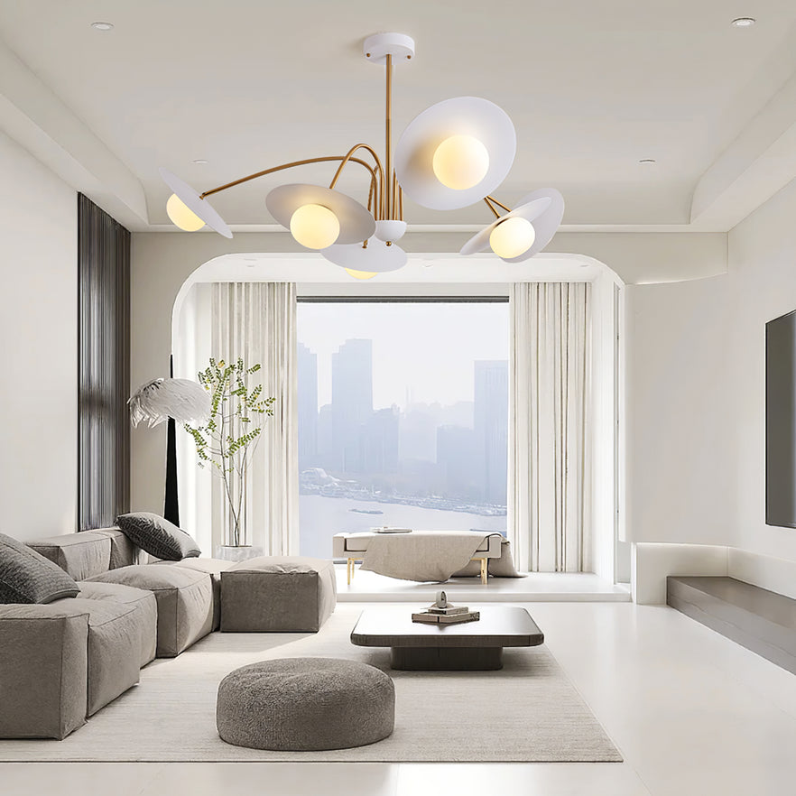 Lark Chandelier with Art Deco-Inspired Mushroom-Neutral Decor