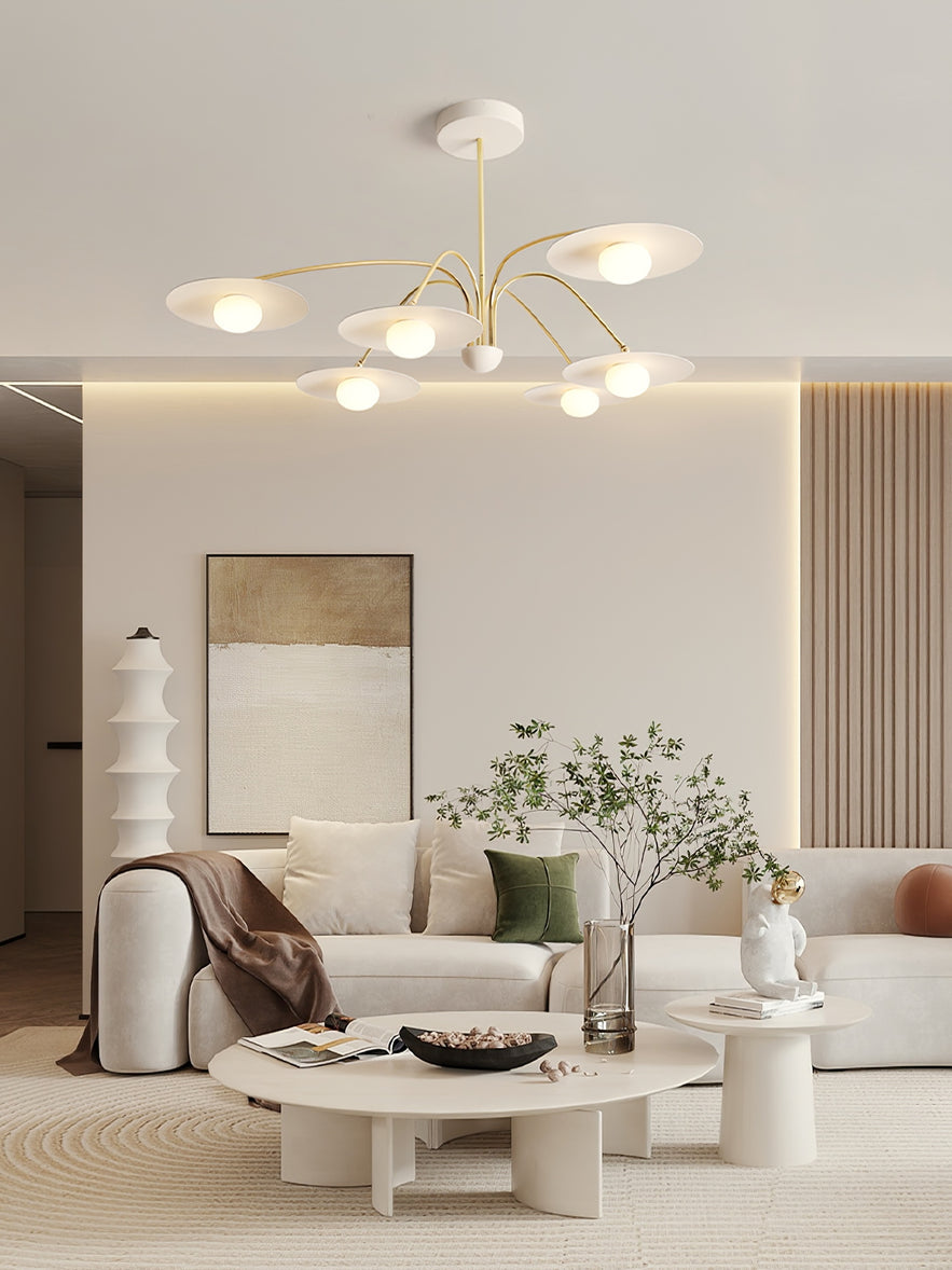 Lark Chandelier with Art Deco-Inspired Mushroom-Neutral Decor
